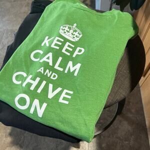 Chive green T-Shirt . " Keep calm and chive on",  Men's size L
